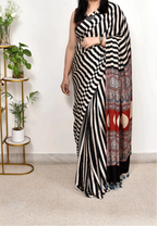 Ajrakh Modal Silk Saree