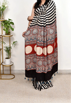 Ajrakh Modal Silk Saree