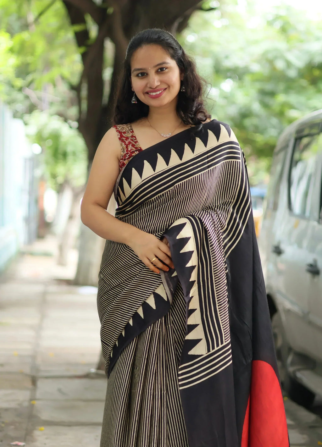 Ajrakh Modal Silk Saree