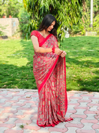 Red Ajrakh Printed Soft Modal Silk Natural Print Saree P2