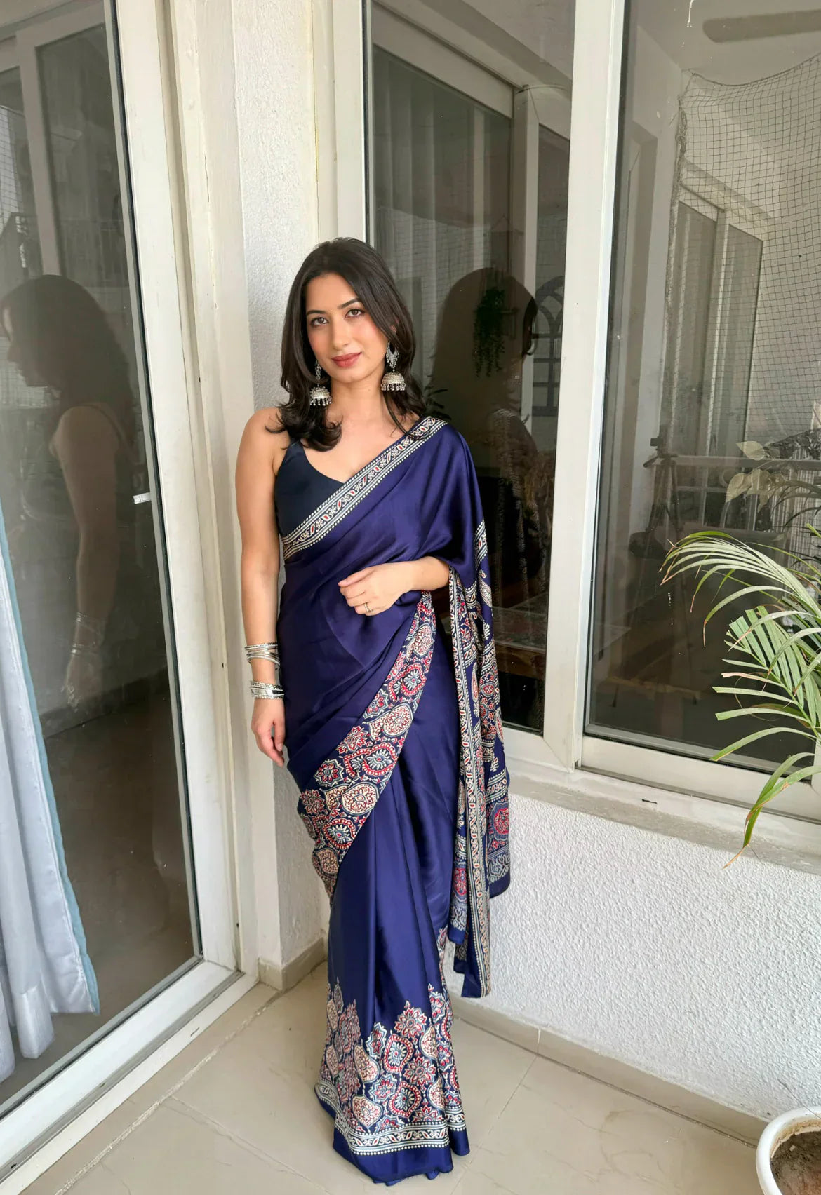 Ajrakh Modal Silk Saree