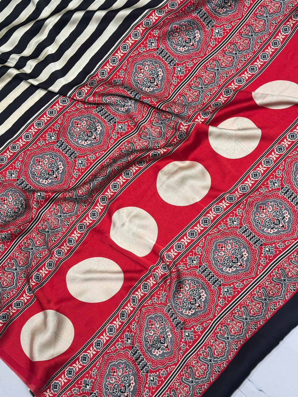 Ajrakh Modal Silk Saree