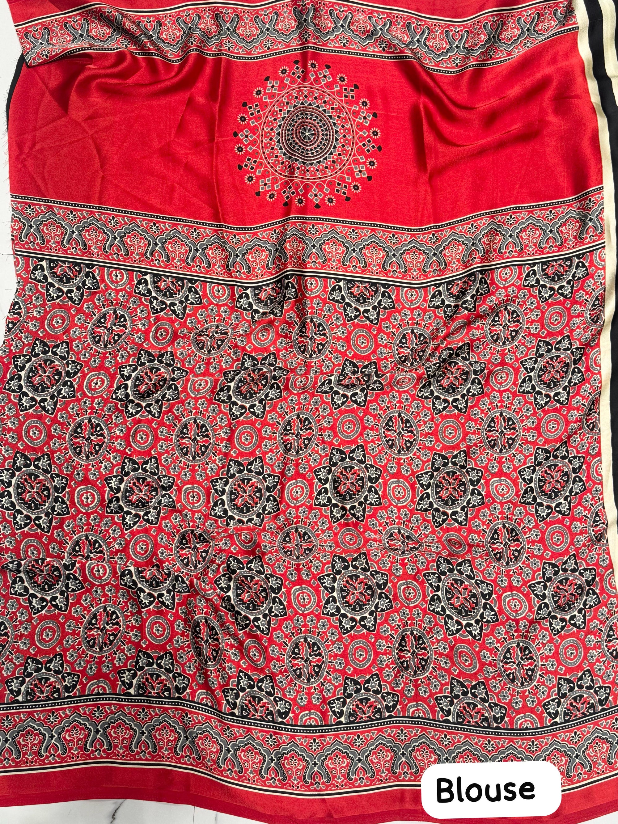 Ajrakh Modal Silk Saree
