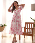 Baby Pink Color Georgette Floral Printed Tunic