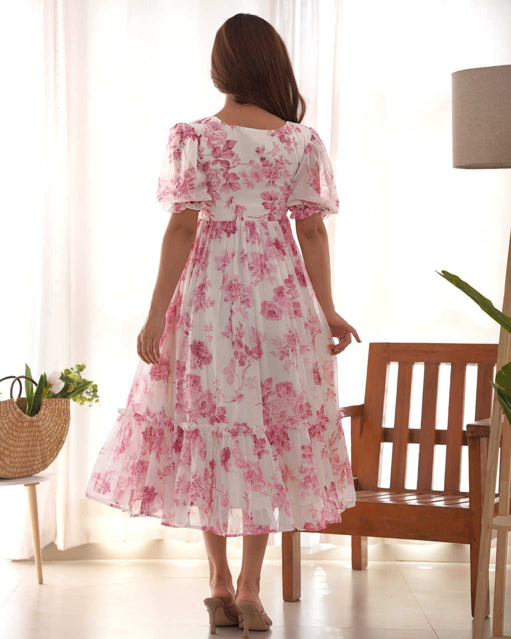 Baby Pink Color Georgette Floral Printed Tunic
