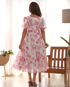 Baby Pink Color Georgette Floral Printed Tunic