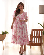 Baby Pink Color Georgette Floral Printed Tunic