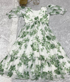 Baby Green Color Georgette Floral Printed Tunic