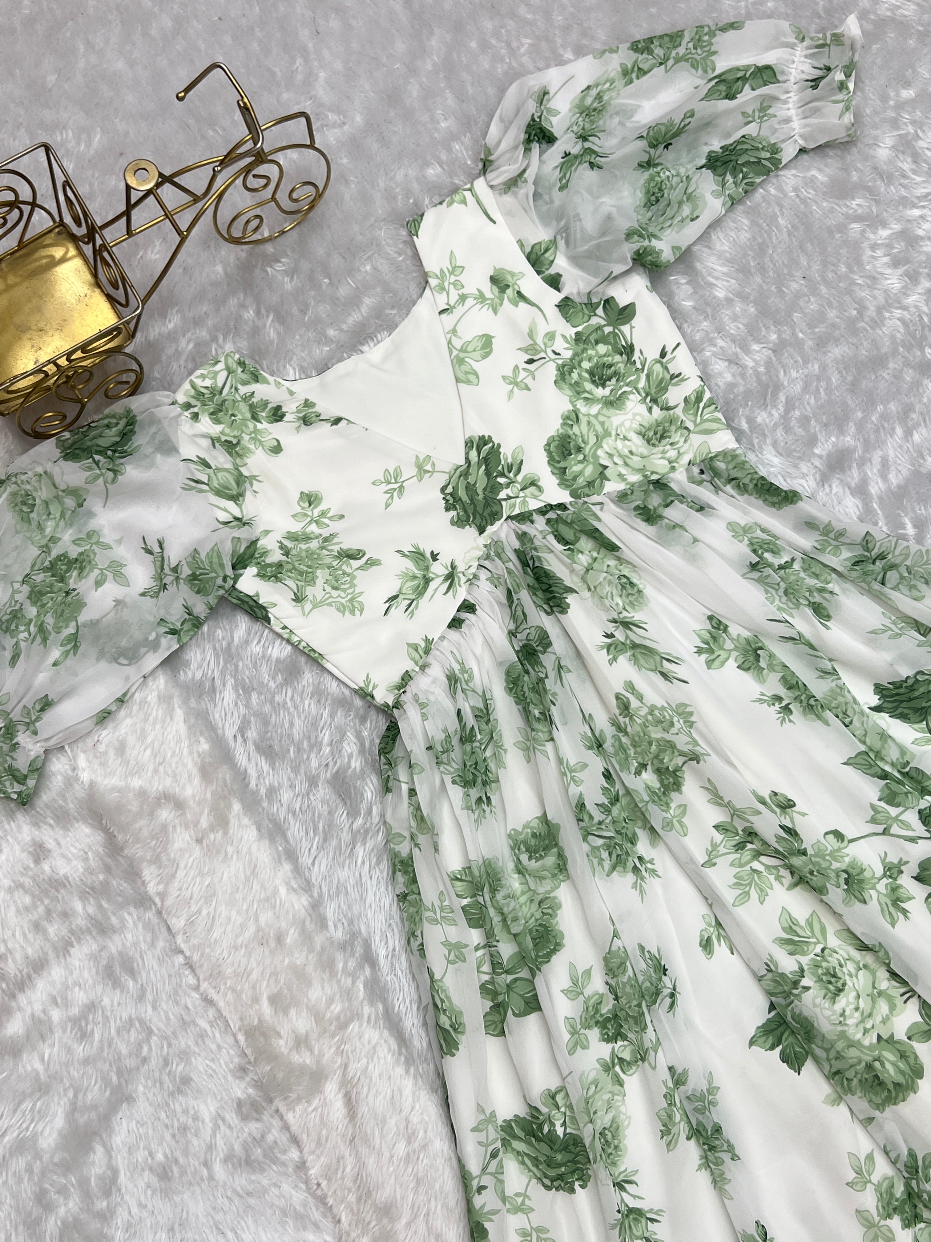 Baby Green Color Georgette Floral Printed Tunic