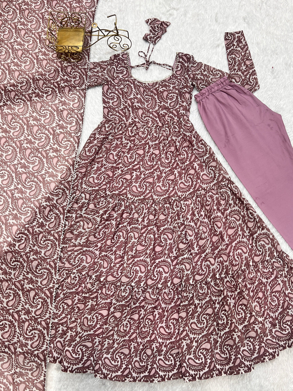 Pure Soft Fox Georgette Print Fabric Fully Flair Anarkali Salwar Suit