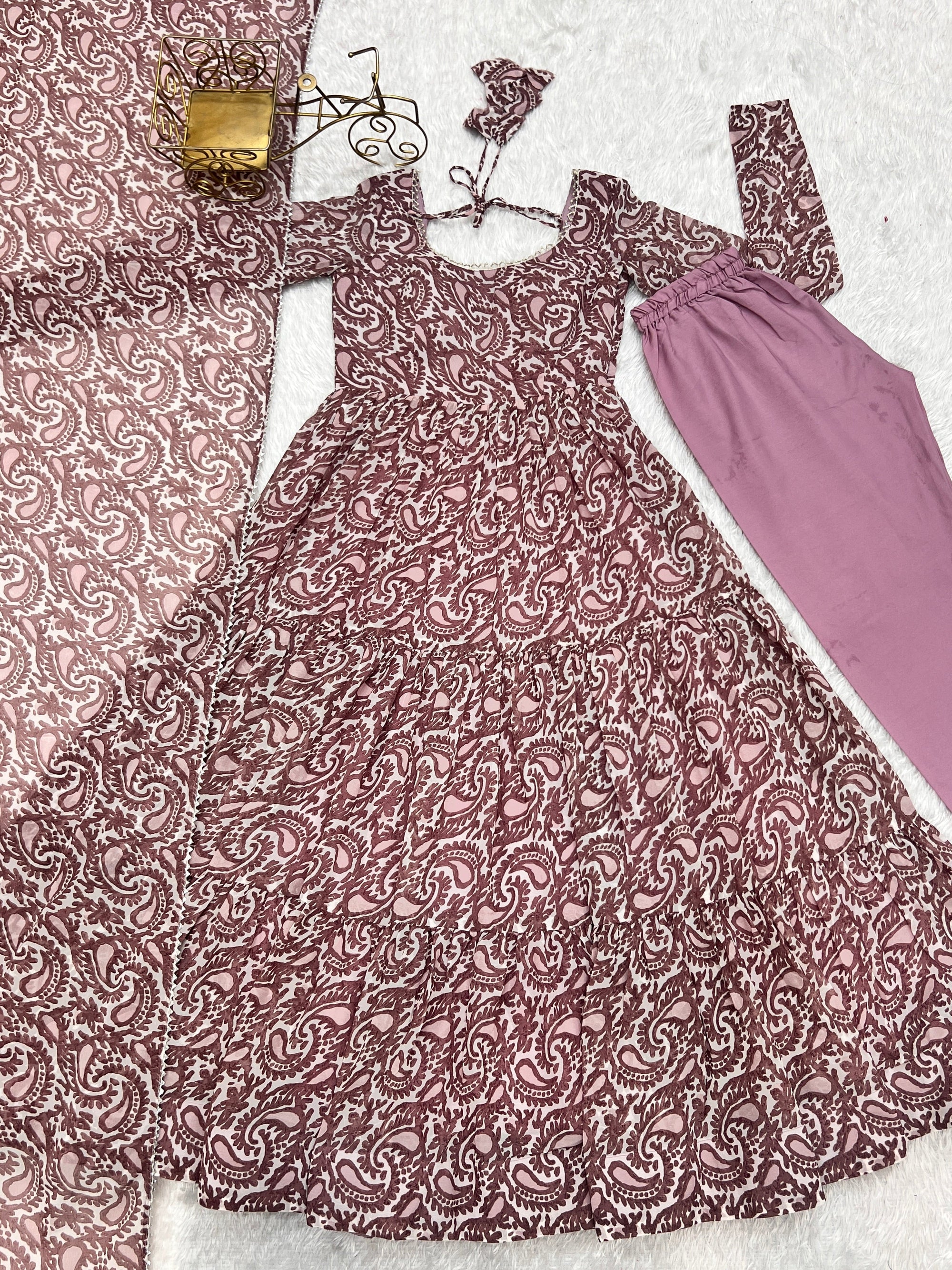 Pure Soft Fox Georgette Print Fabric Fully Flair Anarkali Salwar Suit