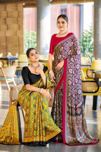 Majestic Black and Maroon Ajrakh Printed Soft Modal Silk Natural Print Saree P2