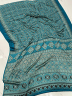 Rama Ajrakh Printed Soft Modal Silk Natural Print Saree P1