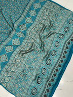 Rama Ajrakh Printed Soft Modal Silk Natural Print Saree P1