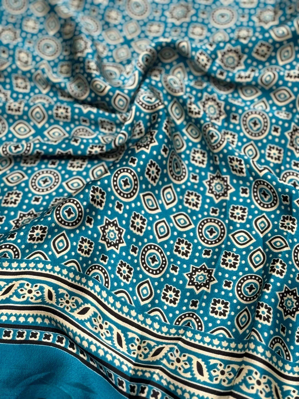 Rama Ajrakh Printed Soft Modal Silk Natural Print Saree P1