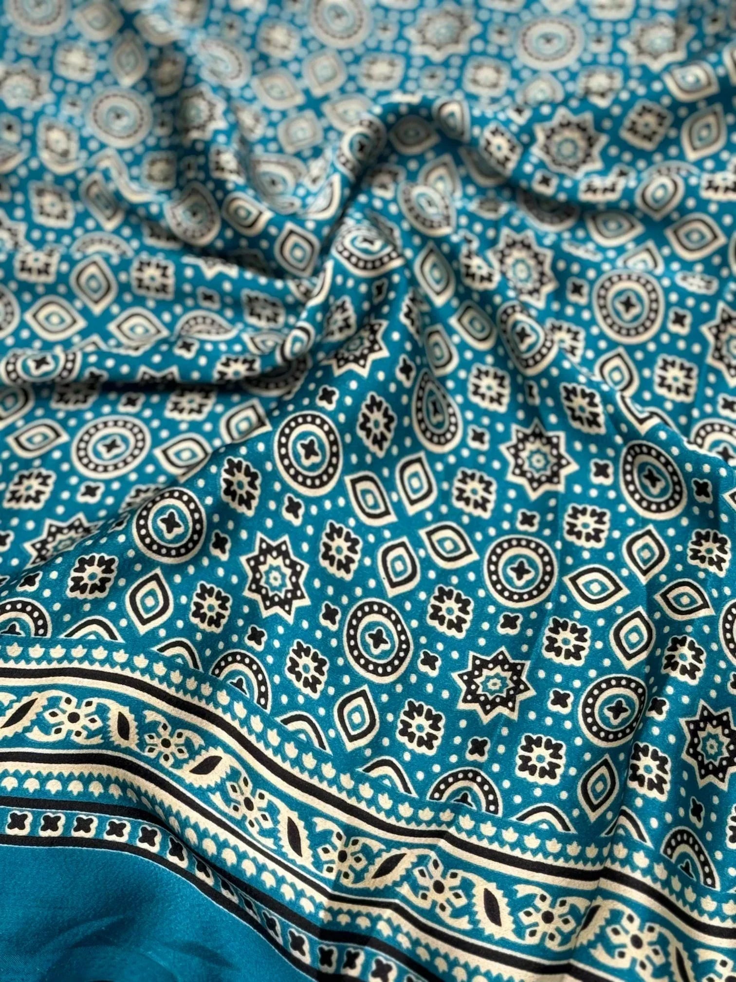 Rama Ajrakh Printed Soft Modal Silk Natural Print Saree P1