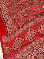 Red Ajrakh Printed Soft Modal Silk Natural Print Saree P1