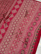 Rani Ajrakh Printed Soft Modal Silk Natural Print Saree P1