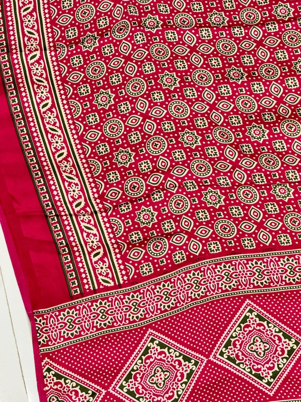 Rani Ajrakh Printed Soft Modal Silk Natural Print Saree P1