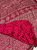 Rani Ajrakh Printed Soft Modal Silk Natural Print Saree P1