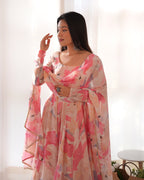 PINK HEAVY PURE FOX GEORGETTE MULTI FLORAL PRINT SALWAR SUIT