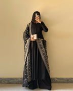 Black Bottle Green Pure Fox Georgette Fabric Kurta With Duppta Plazzo Set