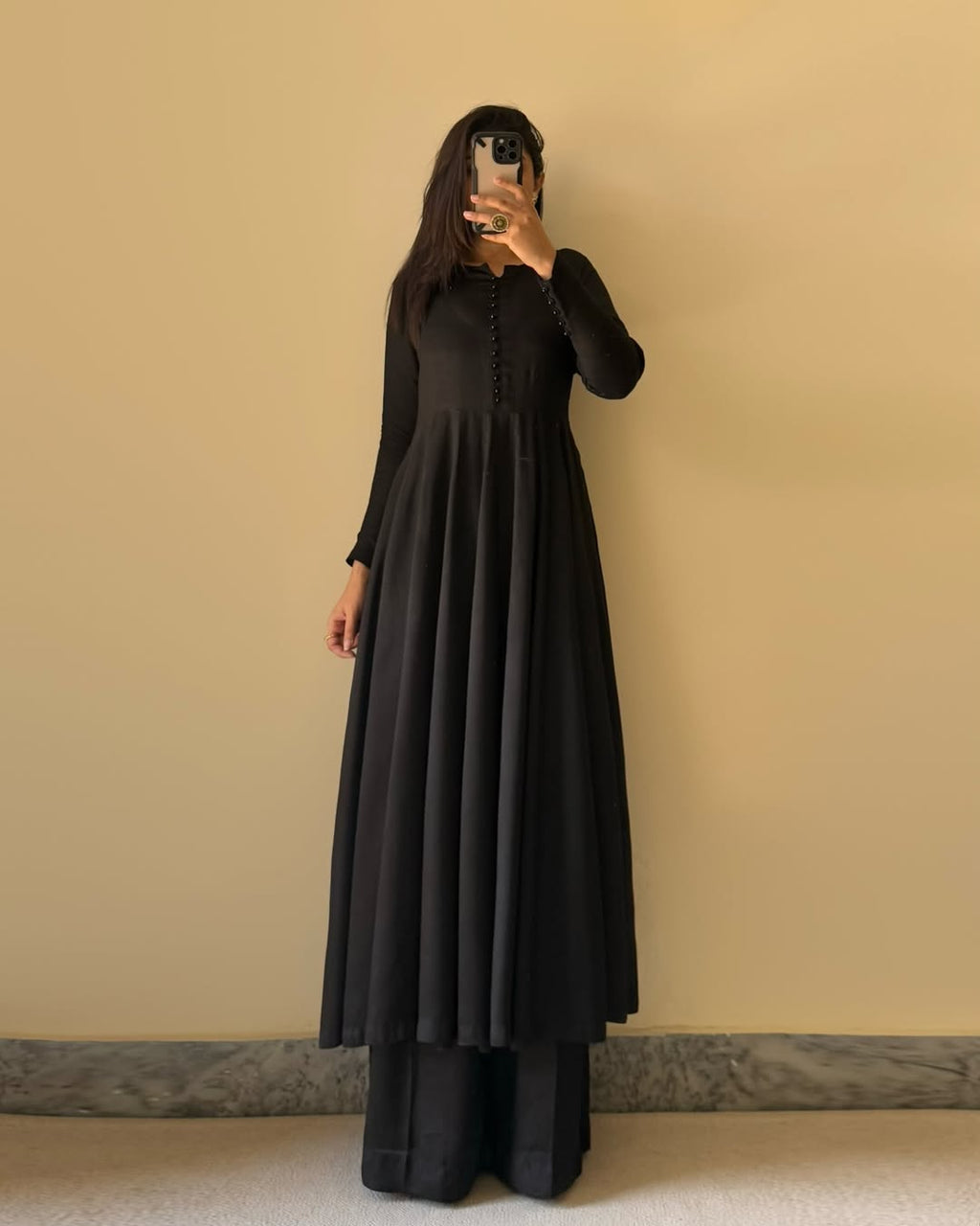 Black Bottle Green Pure Fox Georgette Fabric Kurta With Duppta Plazzo Set