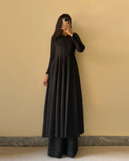 Black Bottle Green Pure Fox Georgette Fabric Kurta With Duppta Plazzo Set