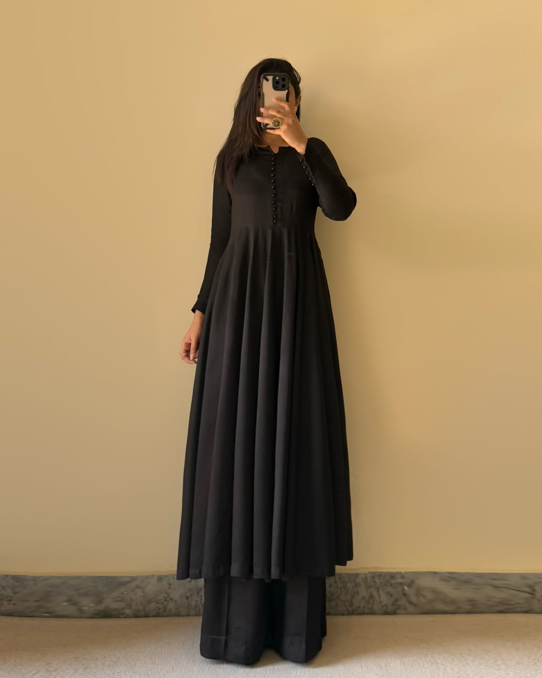 Black Bottle Green Pure Fox Georgette Fabric Kurta With Duppta Plazzo Set