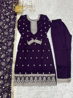 Purple New Beautiful Pure Bllooming Vichitra Silk Fabric Straight Fit Salwar Suiit