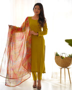 LEMON GREEN PETER PURE VISCOSE FABRIC STRAIGHT FIT SALWAR SUIT