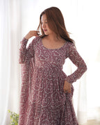 Pure Soft Fox Georgette Print Fabric Fully Flair Anarkali Salwar Suit