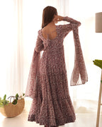 Pure Soft Fox Georgette Print Fabric Fully Flair Anarkali Salwar Suit