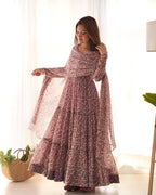 Pure Soft Fox Georgette Print Fabric Fully Flair Anarkali Salwar Suit