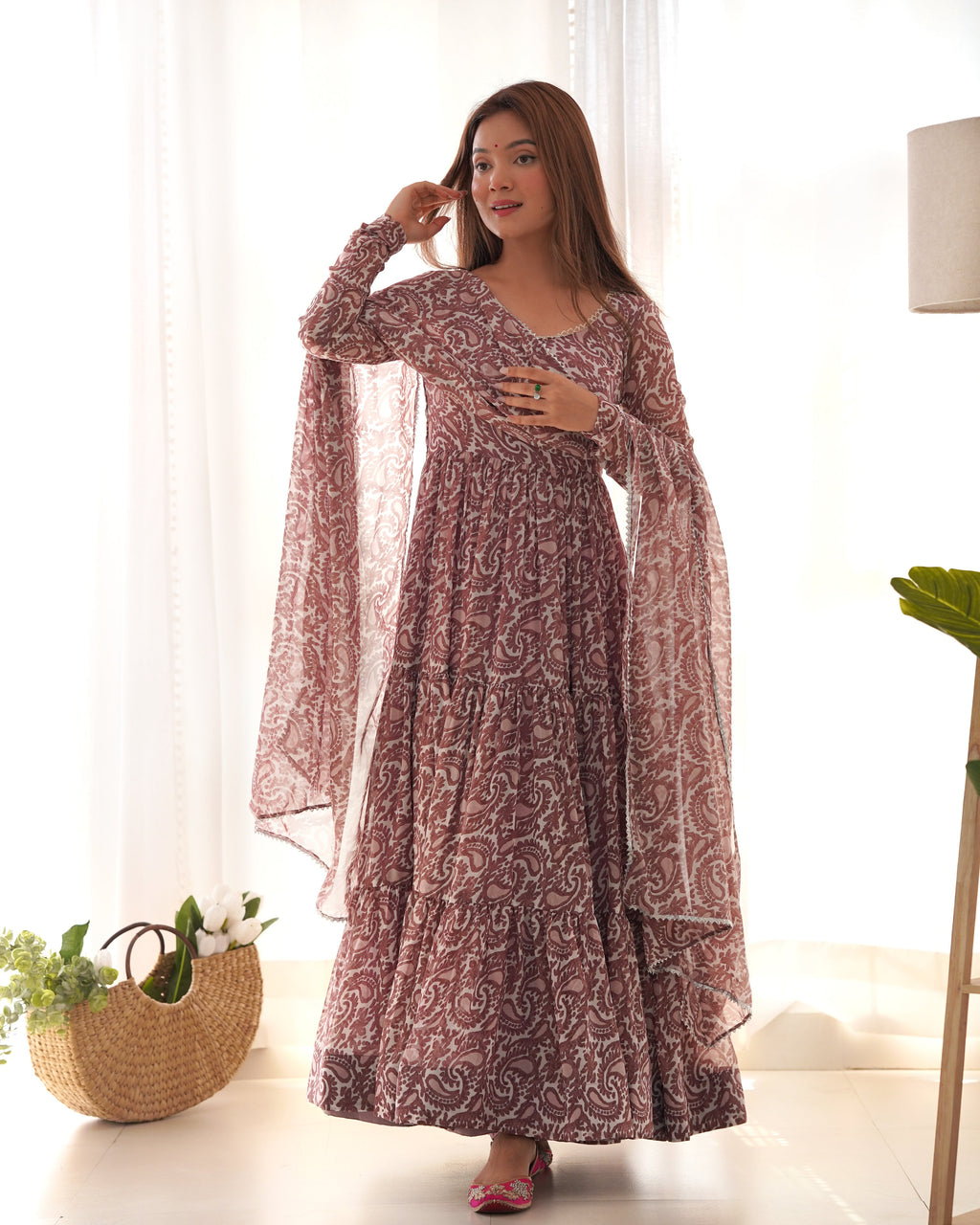 Pure Soft Fox Georgette Print Fabric Fully Flair Anarkali Salwar Suit