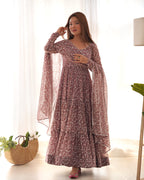 Pure Soft Fox Georgette Print Fabric Fully Flair Anarkali Salwar Suit