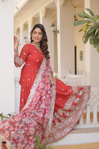 Faux Georgette Designer Orange Color Wedding Gown With Dupatta