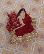 Women Partywear Embellished Gown Dress with Dupatta