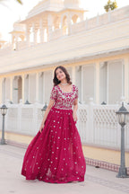 Pink Faux Georgette With Floral Embroidered Sequins Anarkali Gown Party Wear