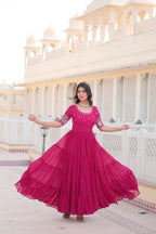 Pink Luxe Zari & Sequin Embroidered Gown