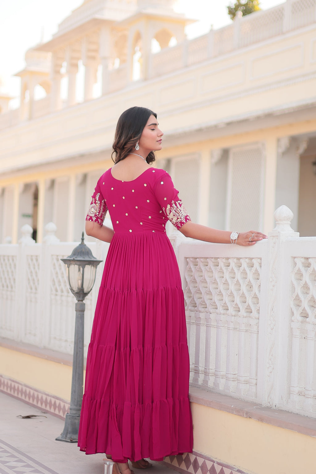Pink Luxe Zari & Sequin Embroidered Gown