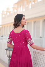 Pink Luxe Zari & Sequin Embroidered Gown