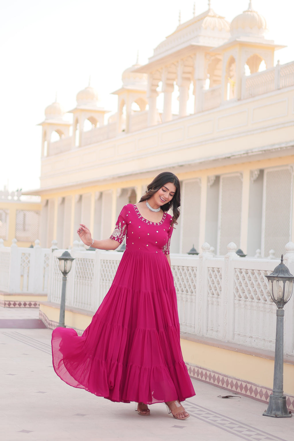 Pink Luxe Zari & Sequin Embroidered Gown