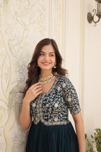 Rama colour faux georgette trending heavy work fully stitched gown