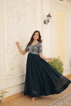 Rama colour faux georgette trending heavy work fully stitched gown