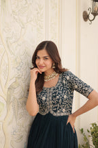 Rama colour faux georgette trending heavy work fully stitched gown