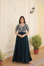 Rama colour faux georgette trending heavy work fully stitched gown