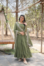 Mehendi Women Embroidered Anarkali Kurta Set