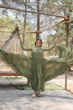 Mehendi Women Embroidered Anarkali Kurta Set