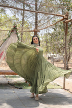 Mehendi Women Embroidered Anarkali Kurta Set